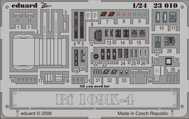 Eduard Details 1/24 Aircraft- Bf109K4 Placards (Painted)