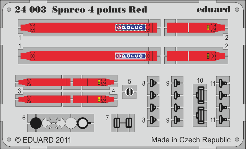 Eduard Details 1/24 Racing Car Seatbelts- Sparco 4-Points Red