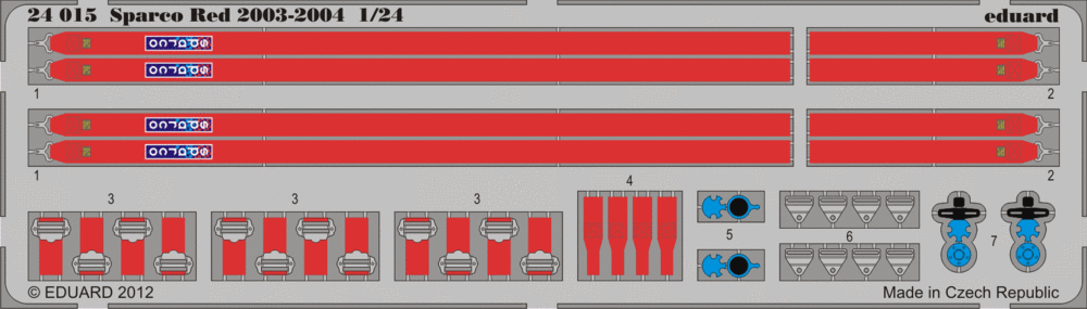 Eduard Details 1/24 Racing Car Seatbelts- Sparco 2003-04 Red (Painted)