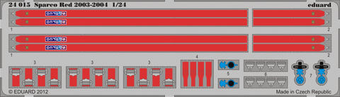 Eduard Details 1/24 Racing Car Seatbelts- Sparco 2003-04 Red (Painted)