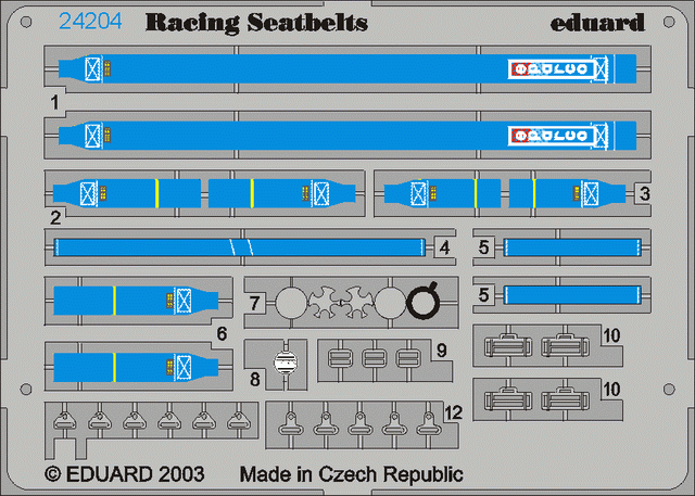 Eduard Details 1/24 Racing Car Seatbelts- Sparco 6-Points Blue