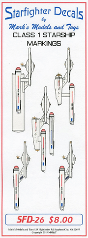 Starfighter Decals Star Trek: Class I Starship Markings for 5 Ships