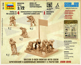 Zvezda Military 1/72 British 3-inch Mortar w/4 Crew 1939-45 (Snap Kit)