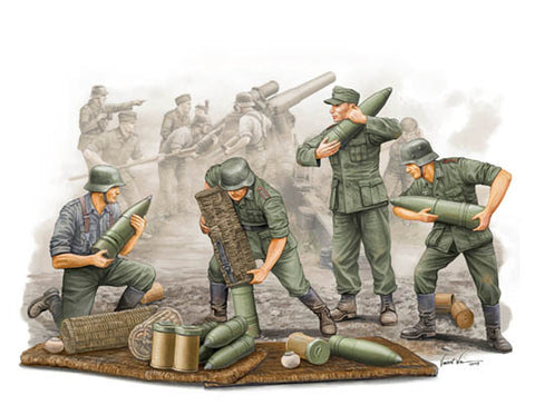 Trumpeter Military Models 1/35 German Field Howitzer Carrying Crew Figure Set (4) Kit