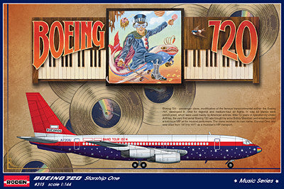 Roden Aircraft 1/144 B720 Starship One Led Zeppelin, Elton John Band Tour Passenger Airliner Kit