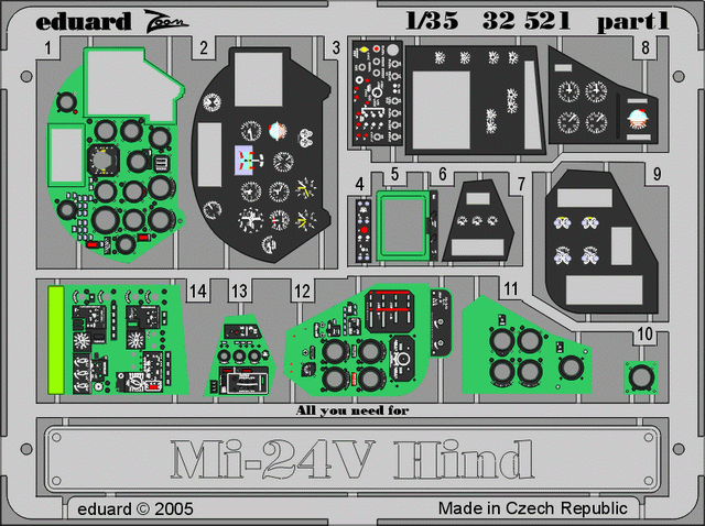 Eduard Details 1/35 Aircraft- Mi24V Hind Interior for TSM (Painted)