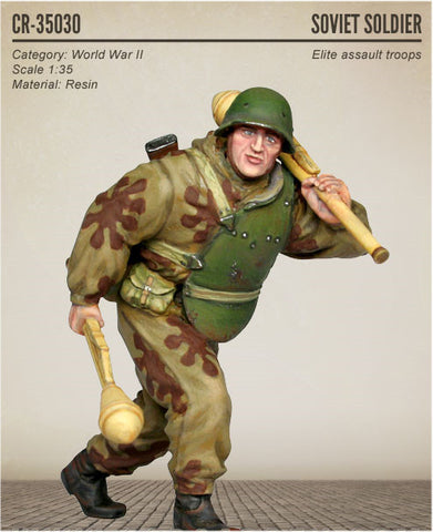 Corsar Rex 1/35 WWII Soviet Soldier Elite Assault Troops Walking Holding Rockets Resin Kit