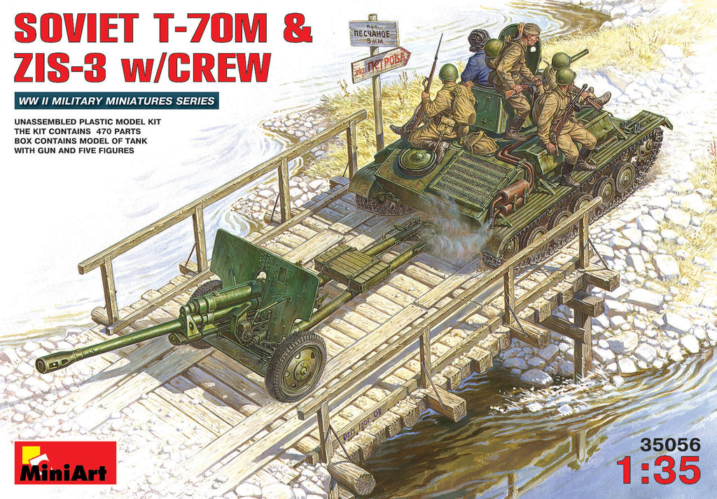 MiniArt Military Models 1/35 Soviet T70M Tank & ZIS3 Gun w/5 Crew