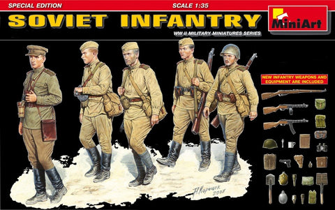 MiniArt Military Models 1/35 Soviet Infantry w/Weapons & Equipment Special Edition Kit