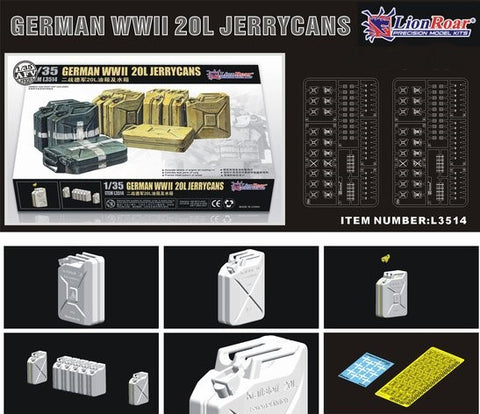Lion Roar Military 1/35 WWII German 20L Jerrycans (Over 20) Kit