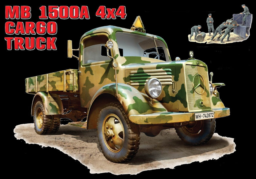 MiniArt Military Models 1/35 MB L1500A 4x4 Cargo Truck w/5 Crew & 2 Fuel Drums Kit