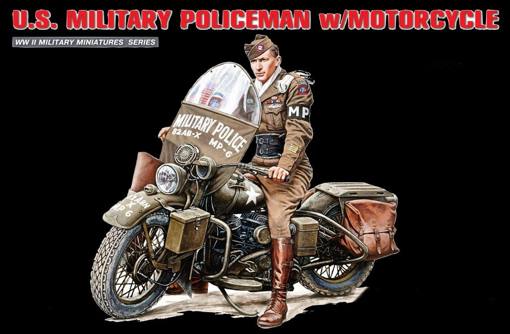 MiniArt Military Models 1/35 US Military Policeman w/Motorcycle Kit –