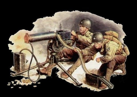 Master Box Ltd 1/35 WWII US Machine Gunners (2) w/Browning M1917A1 MG Kit