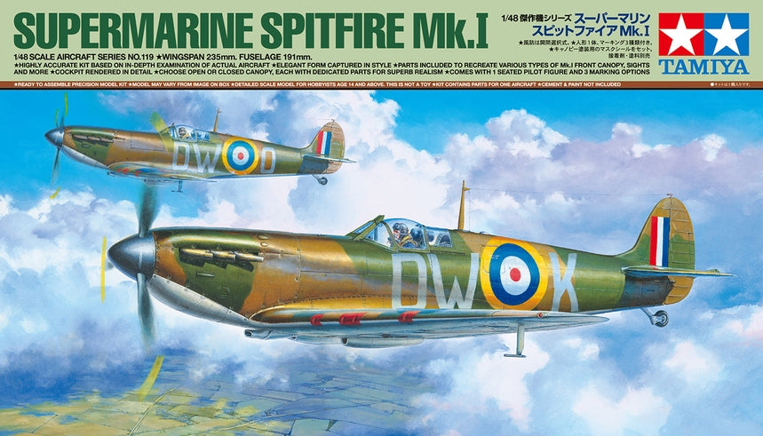 Tamiya Aircraft 1/48 Supermarine Spitfire Mk I Aircraft Kit