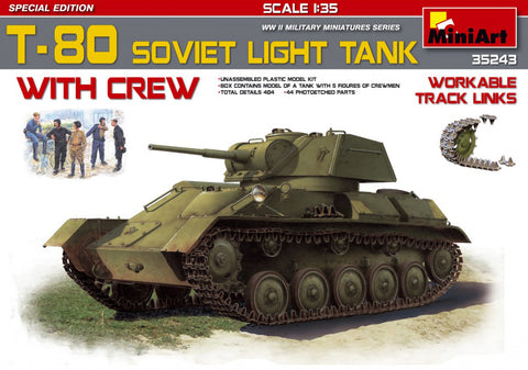 MiniArt Military 1/35 T80 Soviet Light Tank w/5 Crew (Special Edition) Kit