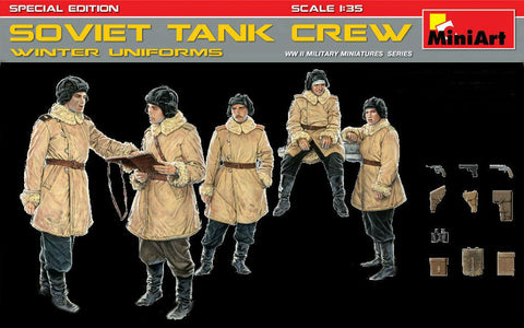 MiniArt Military 1/35 WWII Soviet Tank Crew Winter Uniforms (5) w/Weapons Special Edition Kit