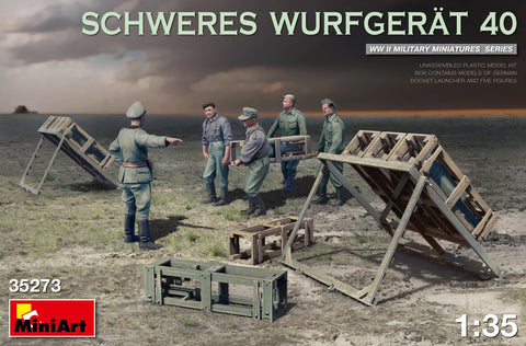 MiniArt Military 1/35 WWII Schweres Wurfgerat 40 German Rocket Launcher w/5 Crew & Missiles Kit