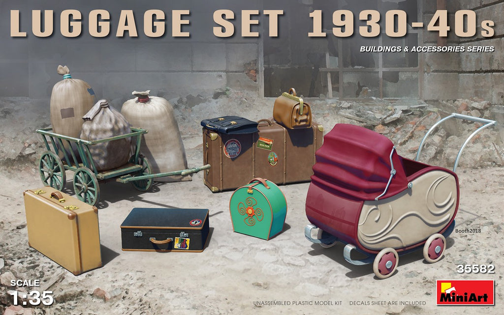 MiniArt Military 1/35 Luggage Set 1930-40s (Dock Cart, Pram, Suitcases & Bags) (New Tool) Kit