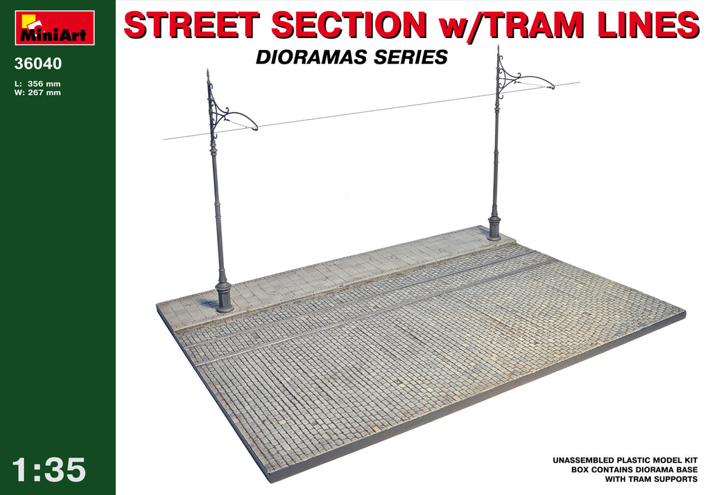 MiniArt Military Models 1/35 Street Sections (2 7"x10.5") w/Tram Lines Kit