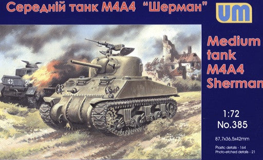 Unimodel Military 1/72 M4A4 Sherman Medium Tank Kit