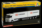 Italeri Model Cars 1/24 Mercedes Benz Actros Tractor Trailer w/2 DB Schenker 20' Containers Kit