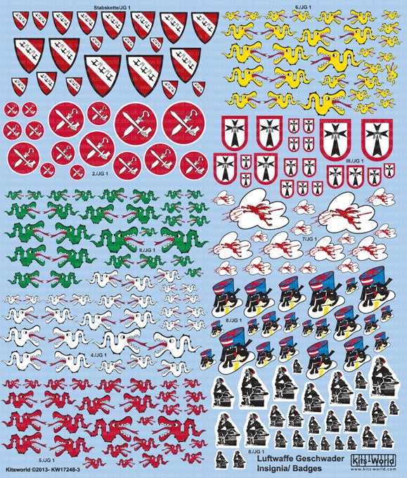 Warbird Decals Multi-Scale 1/72, 1/48 Luftwaffe Fighter Unit Emblems Pt.2