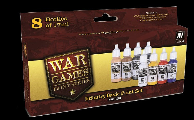 Vallejo Acrylic 17ml  Bottle Infantry Basic WWII Wargames Paint Set (8 Colors)