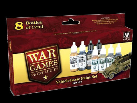 Vallejo Acrylic 17ml  Bottle Vehicle Basic WWII Wargames Paint Set (8 Colors)