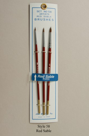 Atlas Brush Co. 3 Piece 1-3-5 Red Sable Brush Set