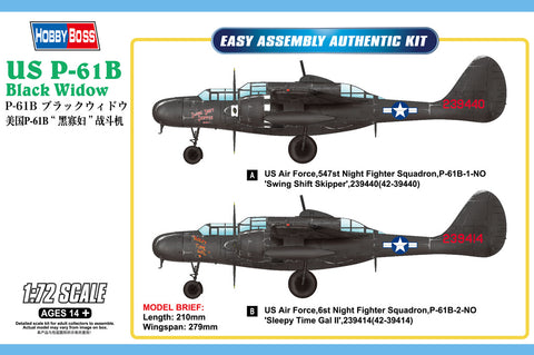 Hobby Boss Aircraft 1/72 US P-61B Black Widow Kit