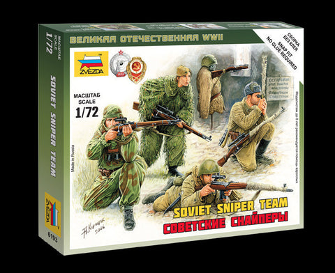 Zvezda Military 1/72 WWII Soviet Sniper (4) Snap Kit