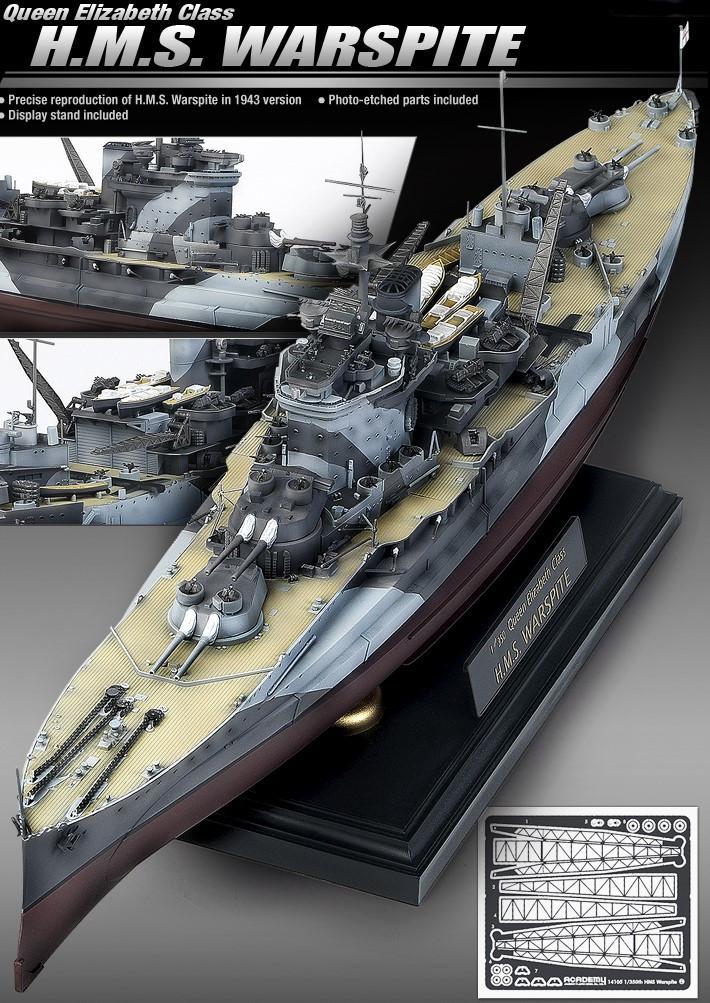 Academy Ships 1/350 HMS Warspite Queen Elizabeth Class Battleship Kit