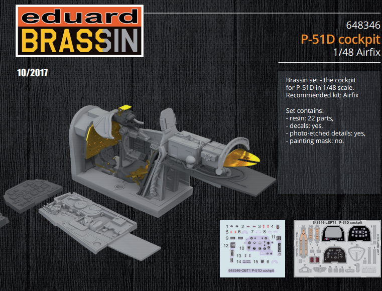 Eduard Details 1/48 Aircraft- P51D Cockpit for ARX (Photo-Etch & Resin) Kit