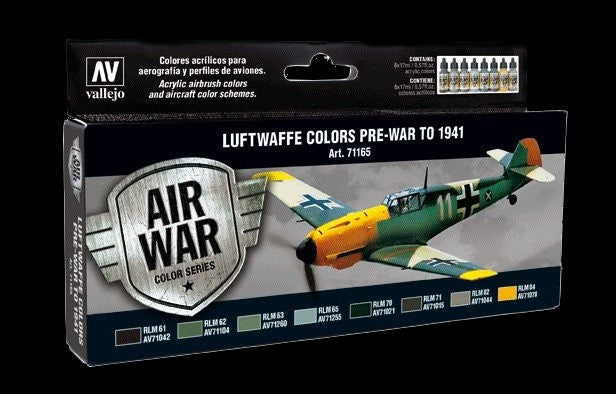 Vallejo Acrylic 17ml  Bottle Luftwaffe Colors Pre-War to 1941 Model Air Paint Set (8 Colors) (REVISED)