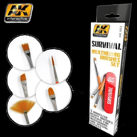 AK Interactive Survival Weathering Brushes Set (5 Different)