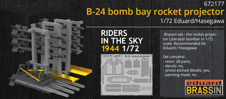 Eduard Details 1/72 Aircraft- B24 Bomb Bay Rocket Projector for EDU & HSG (Photo-Etch & Resin) Kit