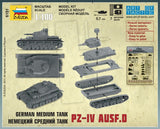 Zvezda Military 1/100 Pz IV Ausf D Tank Snap Kit