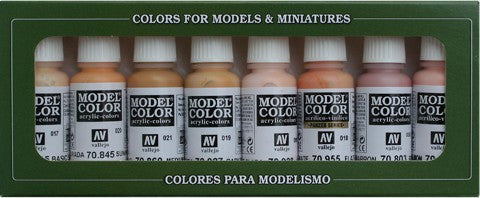 Vallejo Acrylic 17ml  Bottle Face & Skin Tones Model Color Paint Set (8 Colors)