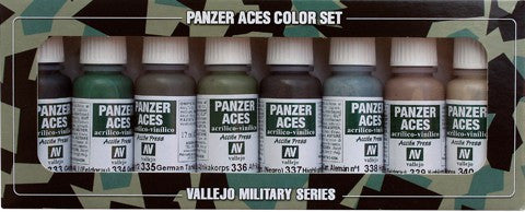 Vallejo Acrylic 17ml  Bottle Panzer Aces Paint Set #5 (8 Colors: #333-340)
