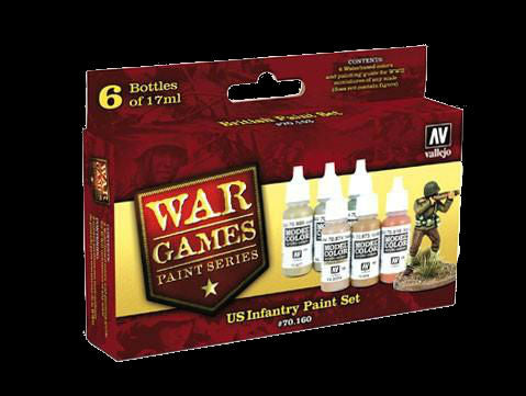 Vallejo Acrylic 17ml  Bottle US Infantry WWII Wargames Paint Set (6 Colors)