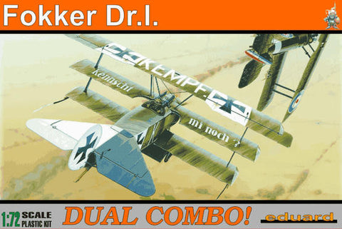 Eduard Aircraft 1/72 Fokker Dr I Triplane Fighter Dual Combo Profi-Pack Kit