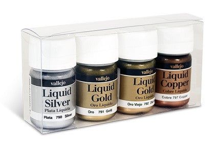 Vallejo Acrylic 35ml Bottle Metallic Model Color Paint Set (4 Colors)