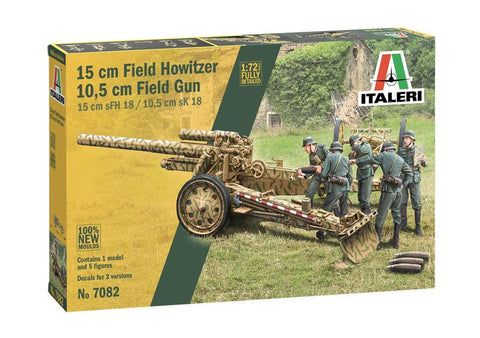 Italeri Military 1/72 15cm Field Howitzer/10.5cm Field Gun w/5 Crew (New Tool) Kit