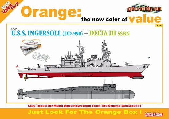 Cyber-Hobby Ships 1/700 USS Ingersoll DD990 Destroyer & Delta III SSBN Submarine Kit