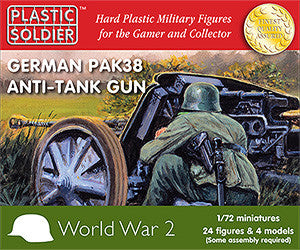 Plastic Soldier 1/72 WWII German Pak38 Anti-Tank Gun (4) & Crew (24) Kit