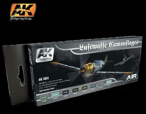 AK Interactive Air Series: Luftwaffe Camouflages Vol.1 Acrylic Paint Set (8 Colors) 17ml Bottles