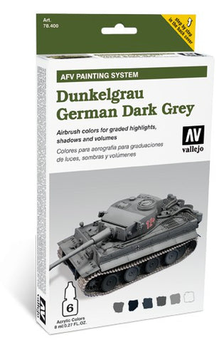 Vallejo Acrylic 8ml Bottle AFV German Dark Grey AFV Paint Set (6 Colors)