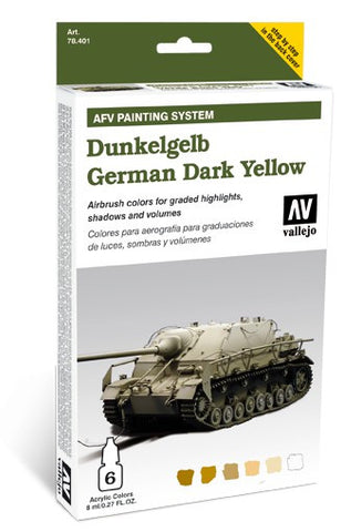 Vallejo Acrylic 8ml Bottle AFV German Dark Yellow AFV Paint Set (6 Colors)