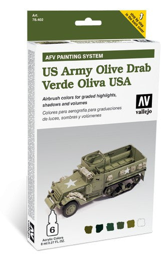 Vallejo Acrylic 8ml Bottle AFV US Army Olive Drab AFV Paint Set (6 Colors)