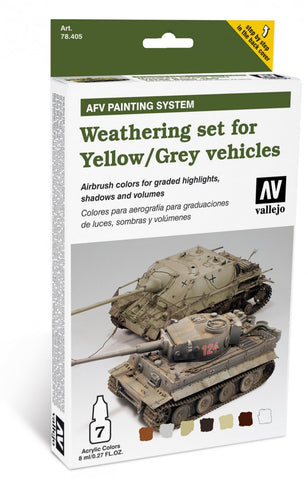 Vallejo Acrylic 8ml Bottle Yellow/Grey Vehicles AFV Weathering Set (7 Colors)
